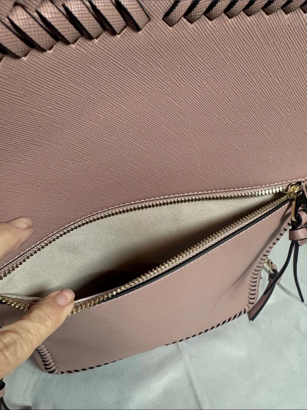 CALPAK Dusty Rose Whipstitch Laptop Backpack  pockets New